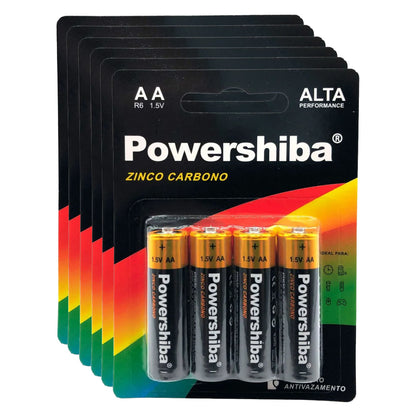 Pilha Zinco Carvão AA 24 unidades Powershiba