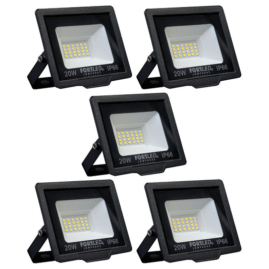 Kit 5 Refletores de Led 20W  Fortled