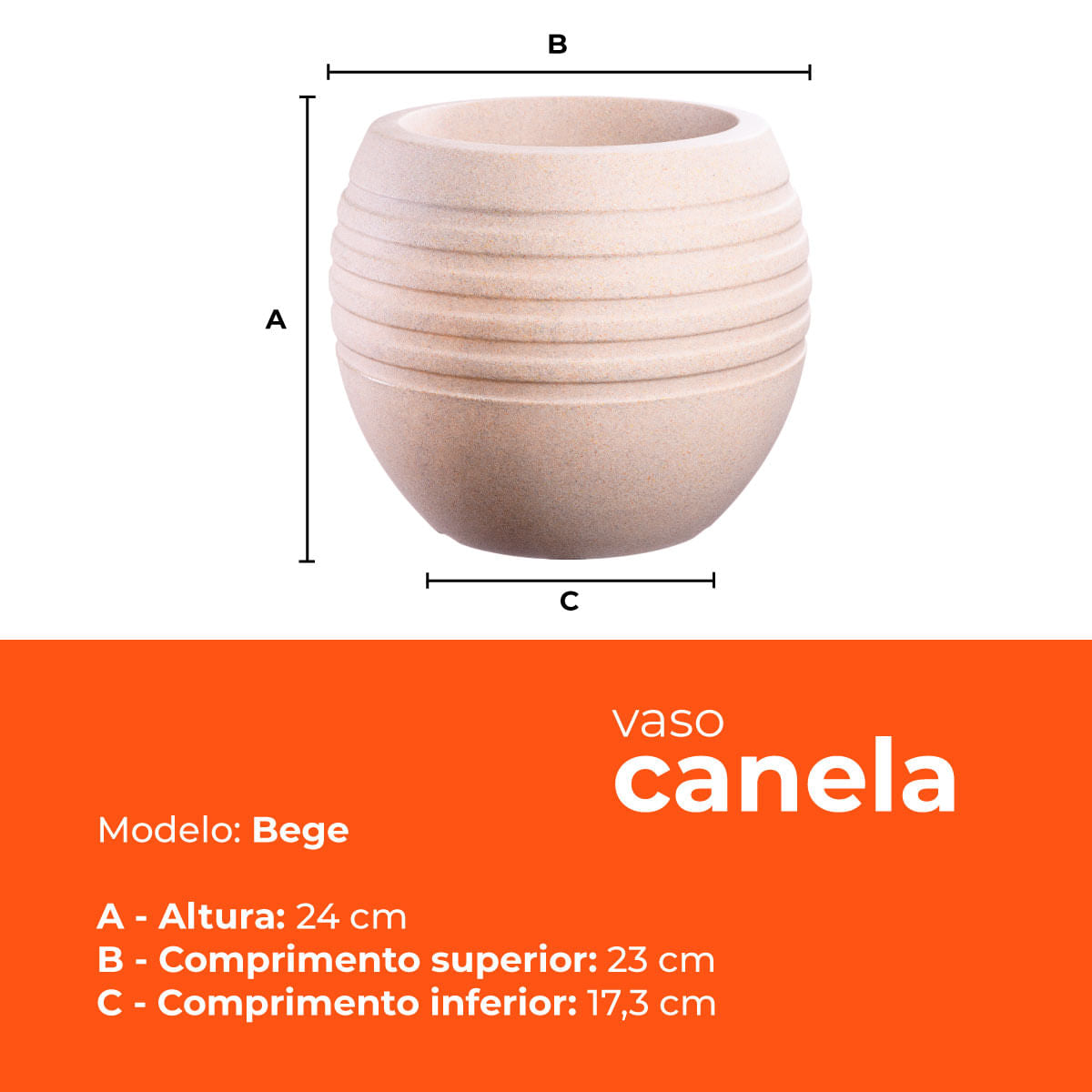 Vaso Canela Bege 24cm Terrano