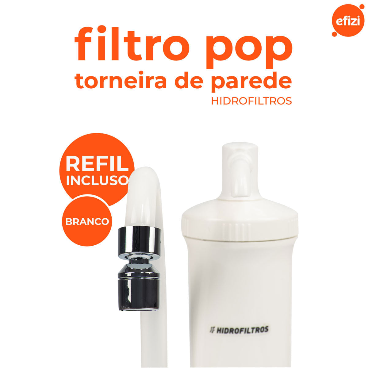 Filtro Pop Torneira De Parede 15 Micra Branco Hidrofiltros