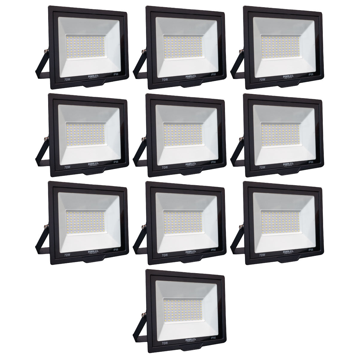 Kit 10 Refletores de Led 70W  Fortled