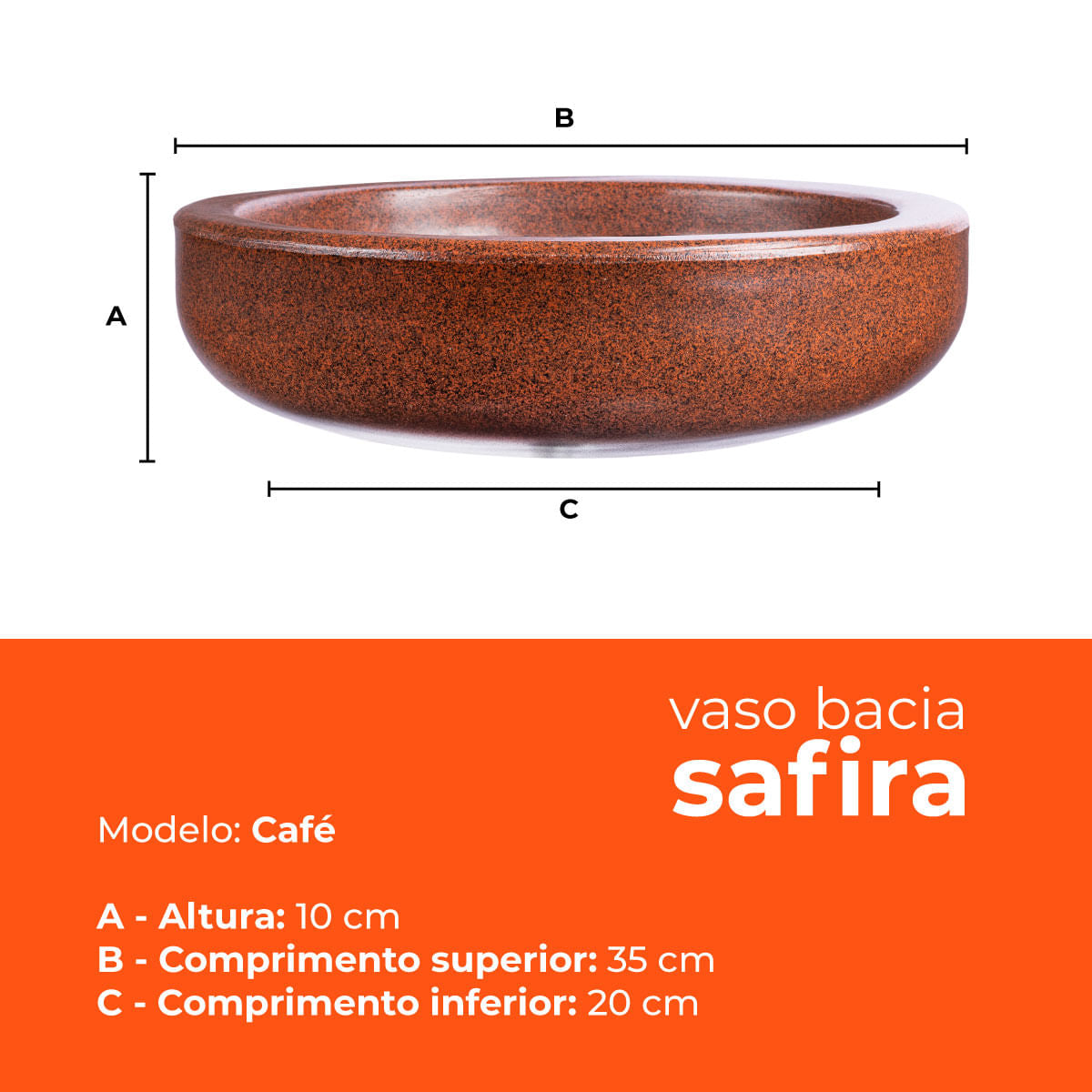 Vaso Bacia Safira Cafe 10 Terrano