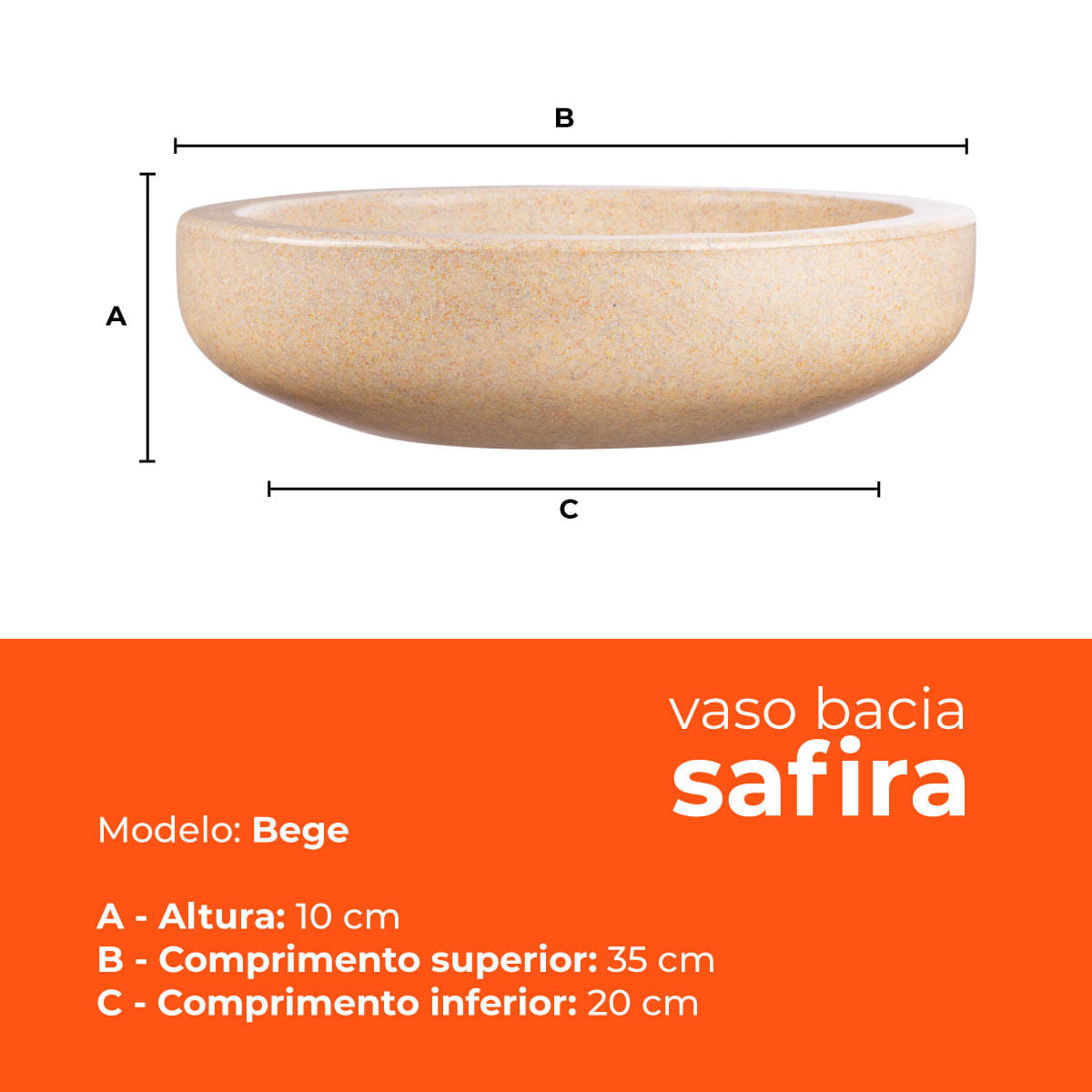 Vaso Bacia Safira Bege 10 Terrano