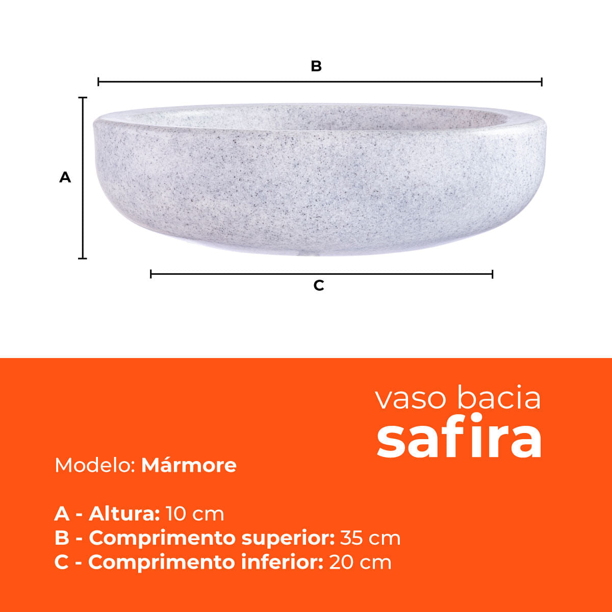 Vaso Bacia Safira Marmore 10 Terrano