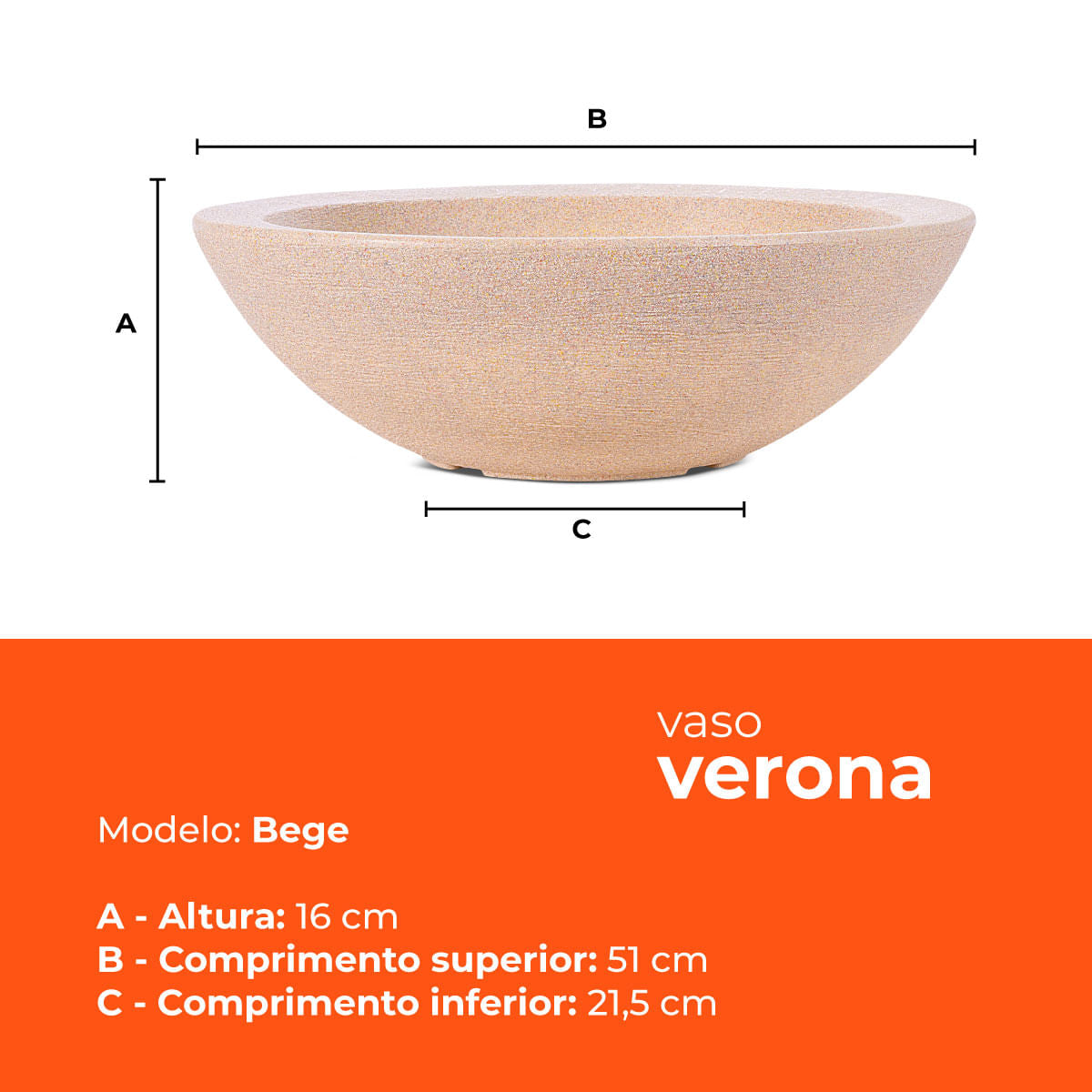 Vaso Bacia Verona Bege 16 Terrano