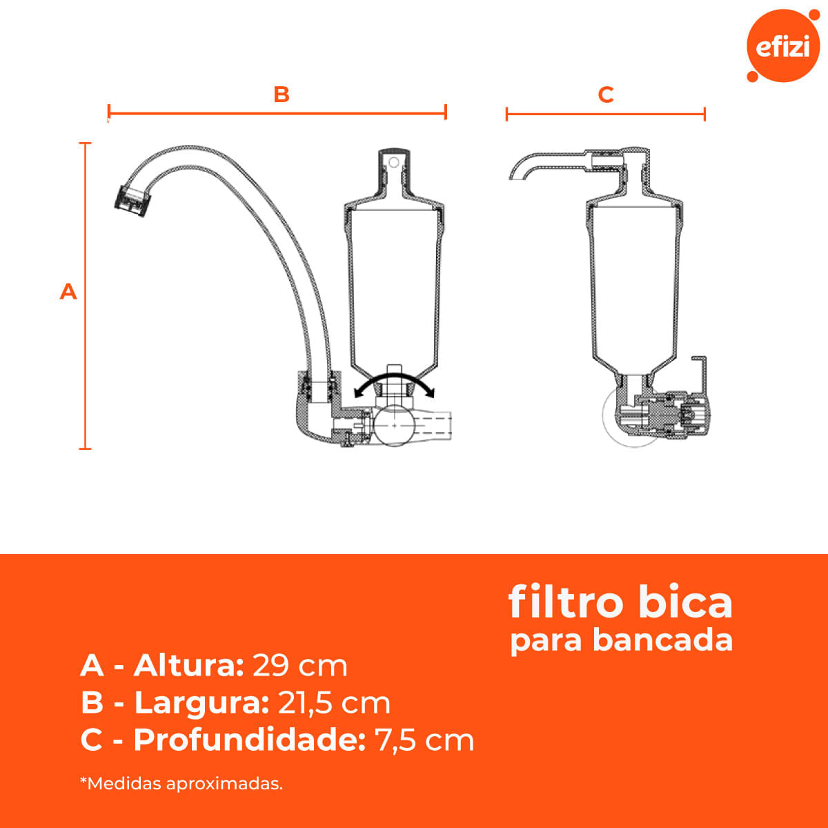 Filtro de Bancada Bica Móvel Cromado Hidrofiltros