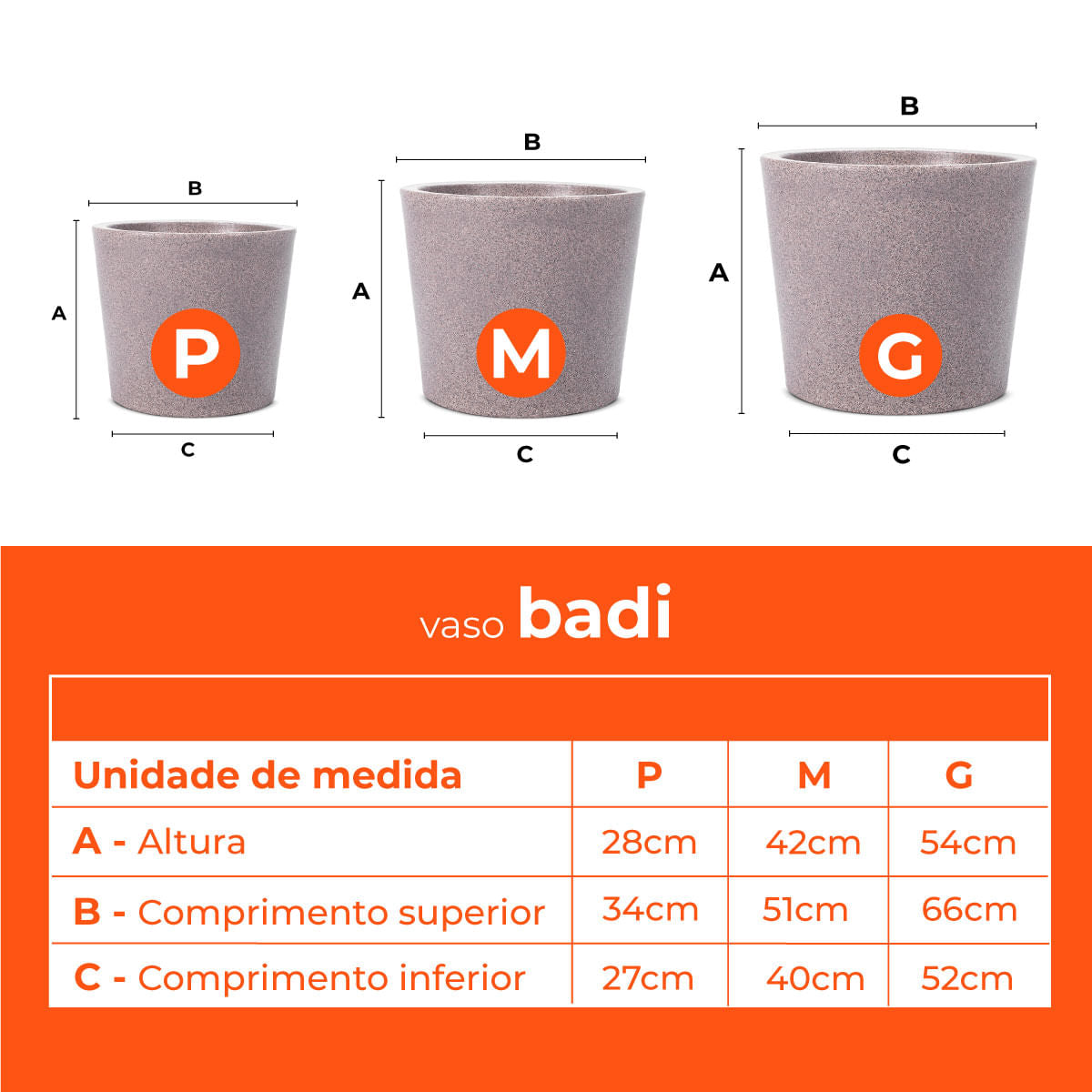 Jogo Vasos  3 Tamanhos Badi Pedra Terrano