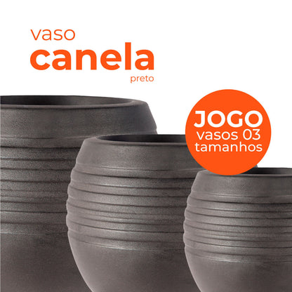 Jogo Vasos 3 Tamanhos Canela Preto Terrano