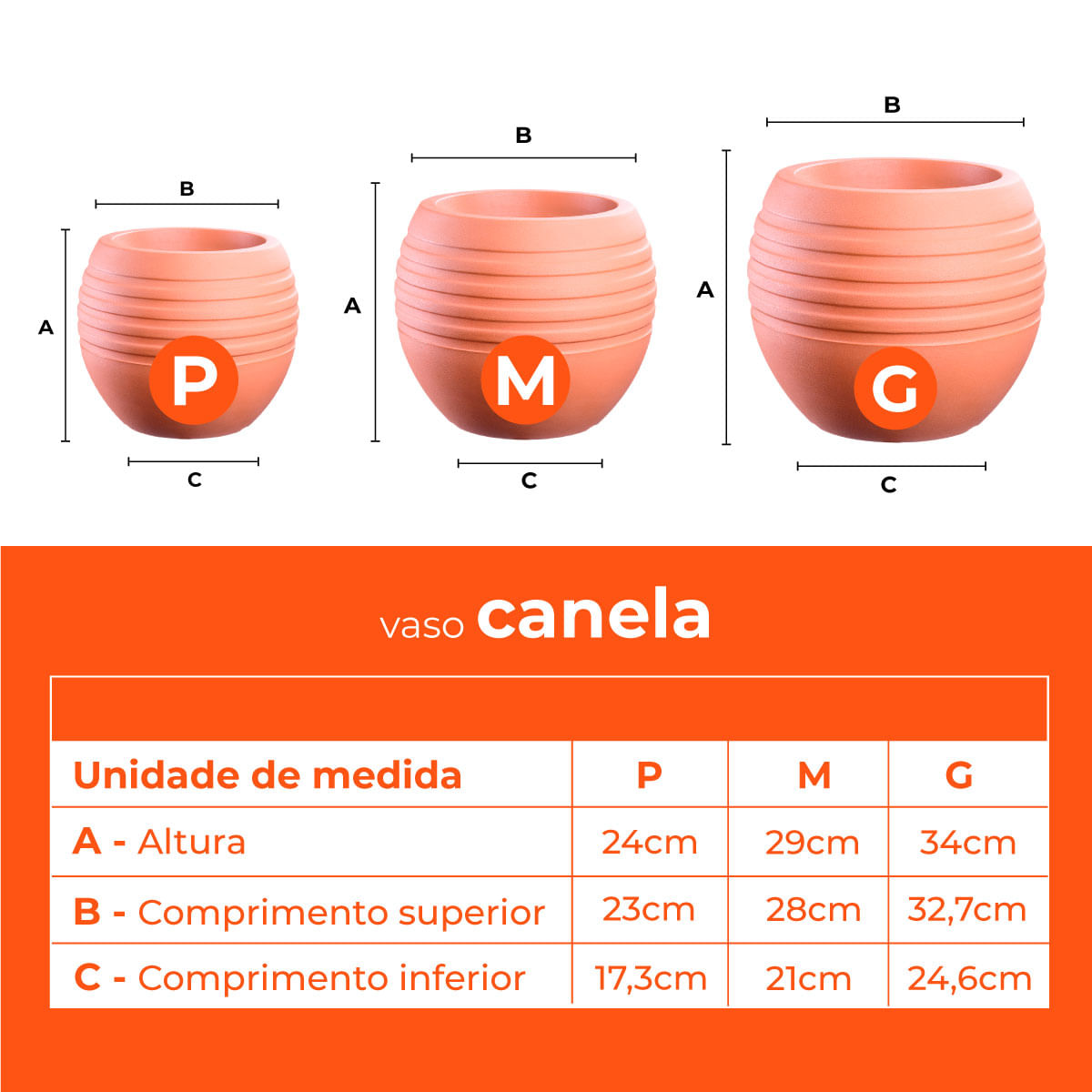 Jogo Vasos 3 Tamanhos Canela Terracota Terrano