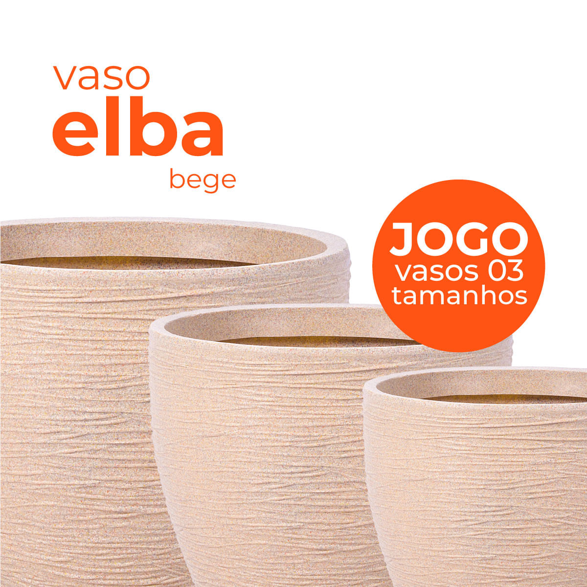 Jogo Vasos 3 Tamanhos Elba Bege Terrano