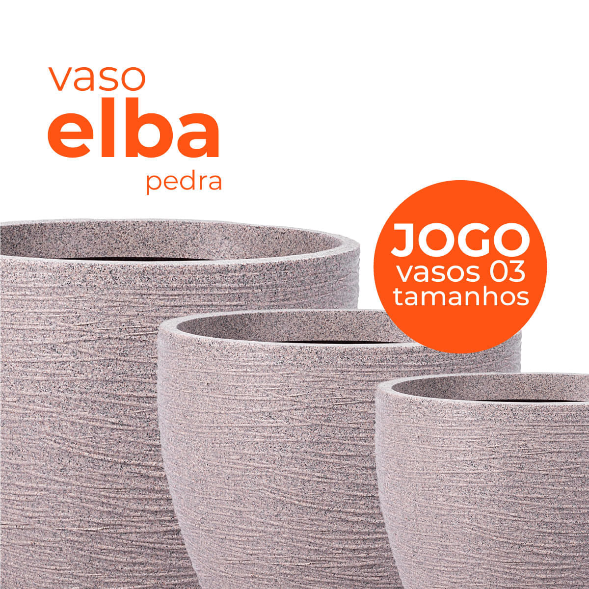 Jogo Vasos 3 Tamanhos Elba Pedra Terrano