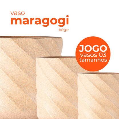 Jogo Vasos 3 Tamanhos Maragogi Bege Terrano