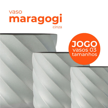 Jogo Vasos 3 Tamanhos Maragogi Cinza Terrano