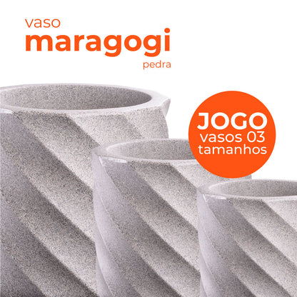 Jogo Vasos 3 Tamanhos Maragogi Pedra Terrano