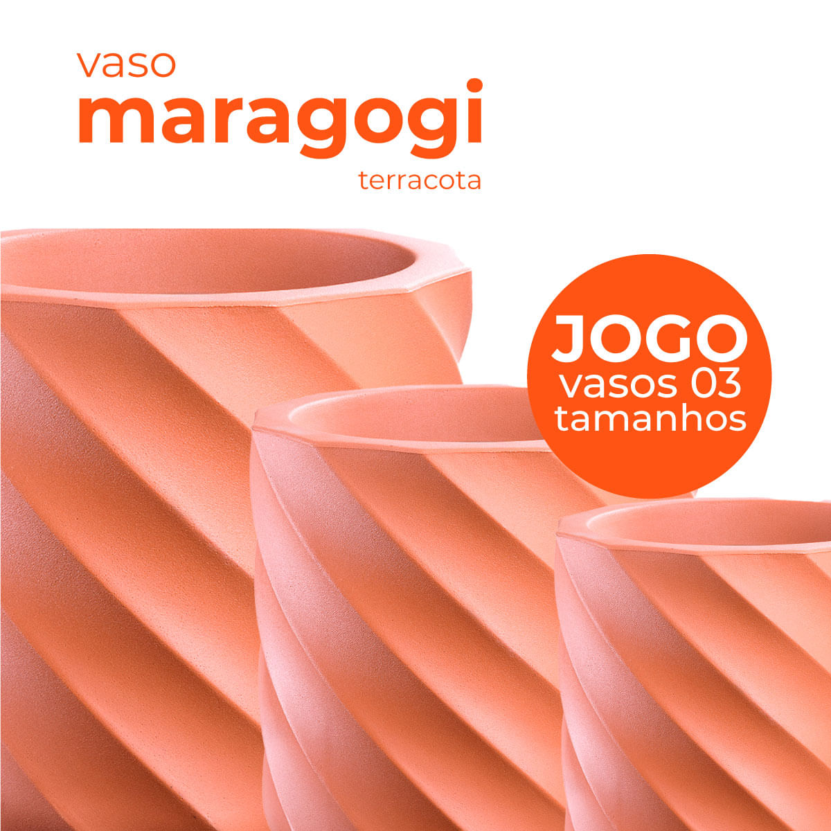 Jogo Vasos 3 Tamanhos Maragogi Terracota Terrano