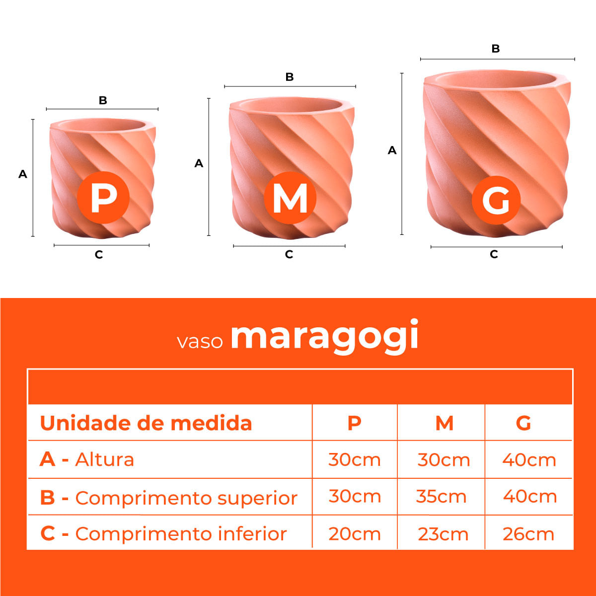 Jogo Vasos 3 Tamanhos Maragogi Terracota Terrano