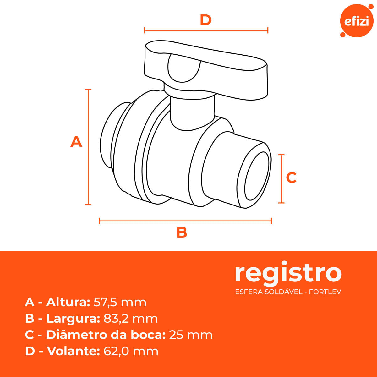 Kit 10 Registros Esfera Soldável União 25mm Fortlev