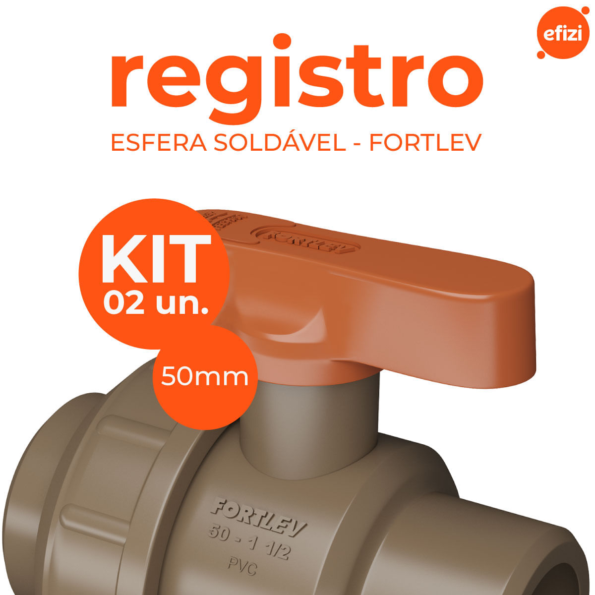 Kit 2 Registros Esfera Soldável União 50mm Fortlev