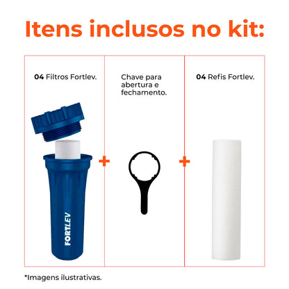 Kit 4 Filtros P/ Caixa D'Água ou Cavalete Fortlev