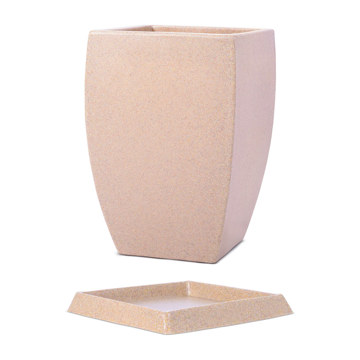 Kit Vaso e Prato Quadrado Apolo Bege 45cm Terrano