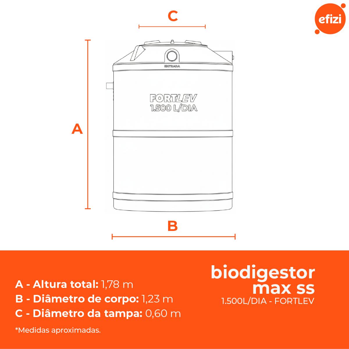 Fossa Séptica Biodigestor Max  SS (Solo e Superfície) 1500L/Dia Preta Fortlev