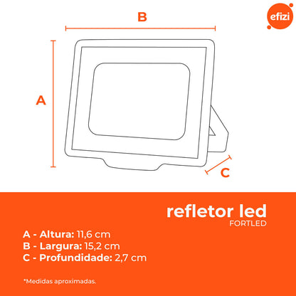 Refletor Led 30W Luz Amarela 3000K Fortled