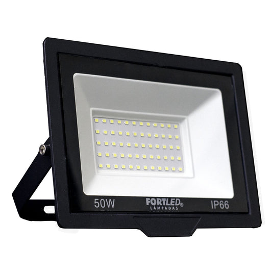 Refletor Slim 50W Luz Amarela 3000K Fortled