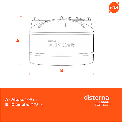 Cisterna Polietileno 5.000L Cinza Fortlev