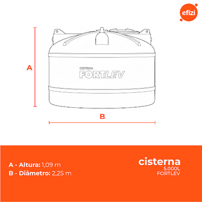 Cisterna Polietileno 5.000L Cinza Fortlev