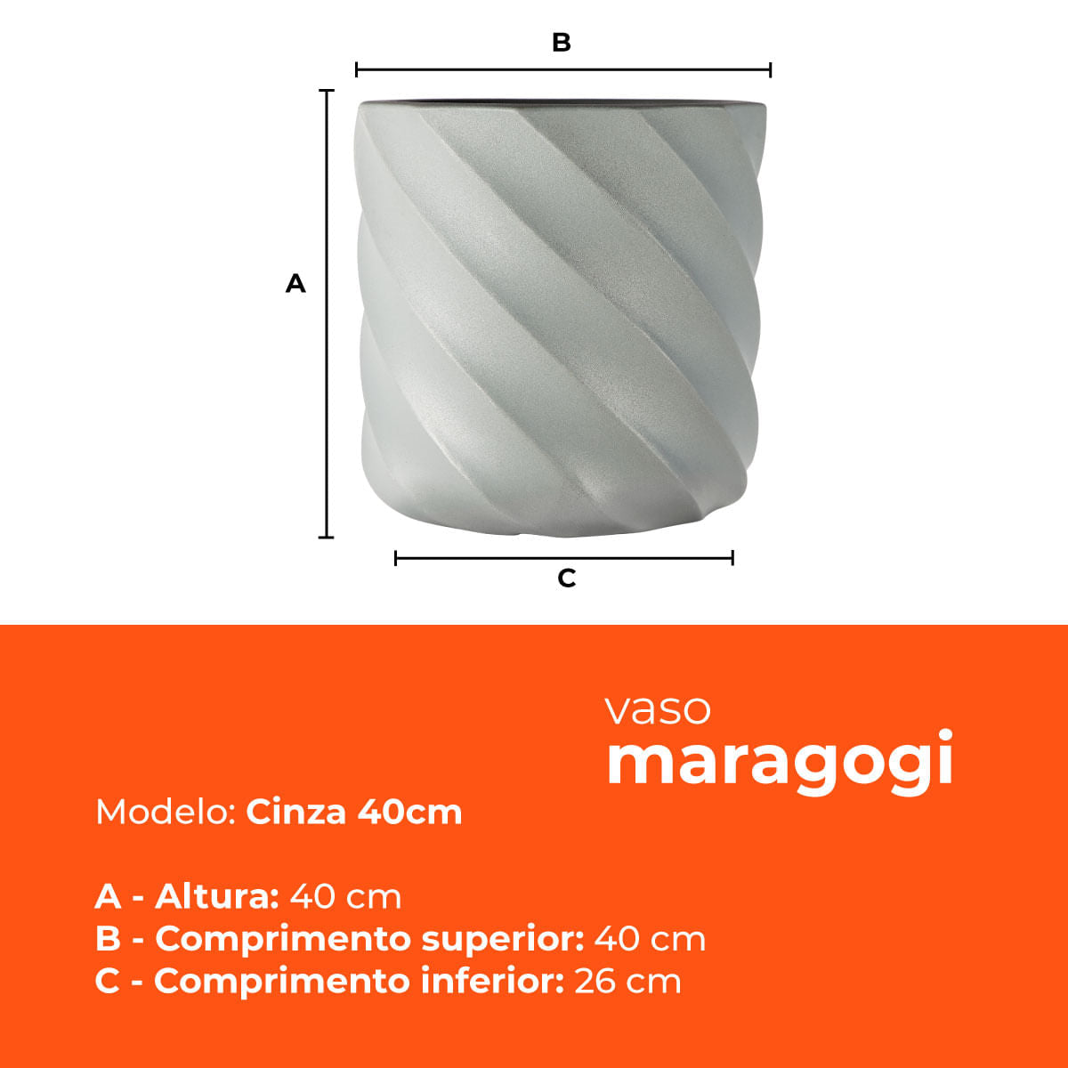 Vaso Maragogi Cinza 40 Terrano